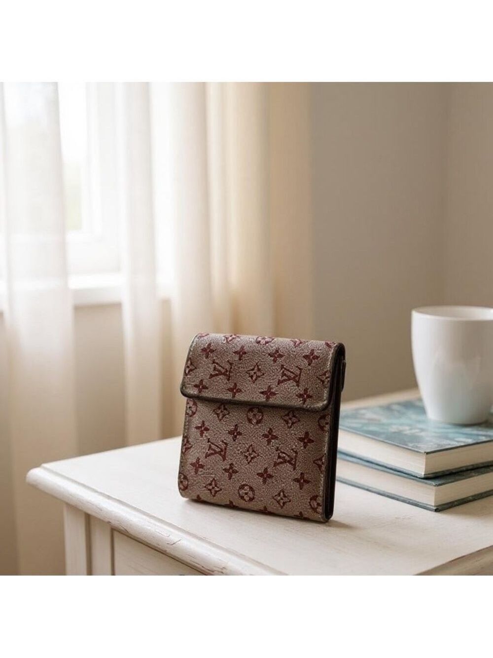 EUC Women's Louis Vuitton Pink Canvas Compact Bifold Wallet